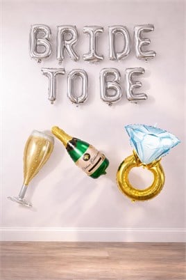 Gümüş Bride To Be Bekarlığa Veda Partisi 4 Lü Folyo Balon Set