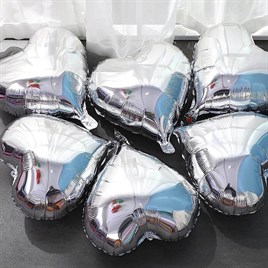 Gümüş Kalp Folyo Balon 18 inç - 45 Cm