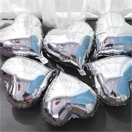 Gümüş Kalp Folyo Balon 18 inç - 45 Cm