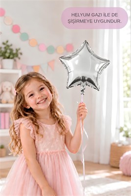 Gümüş Yıldız Folyo Balon 45 cm - Bebek Çocuk Parti Kutlama