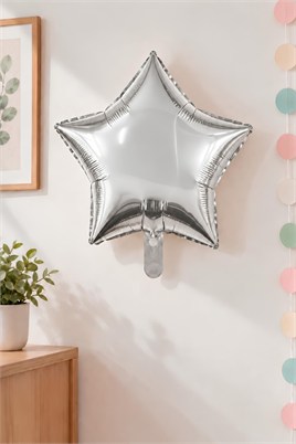 Gümüş Yıldız Folyo Balon 45 cm - Bebek Çocuk Parti Kutlama