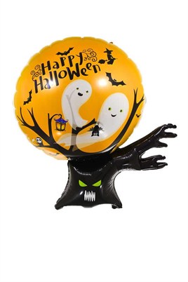 Halloween Ağacı Tasarımlı 82x100 Cm Folyo Balon Halloween Cadılar Bayramı Parti Malzemesi