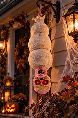 Halloween Asılı Mumya Kafa Işıklı Hareketli Sesli Cadılar Bayramı Dekoru
