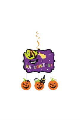 Halloween Balkabağı ve Cadı Figürlü Tavan Süsü Cadılar Bayramı Parti Dekoru