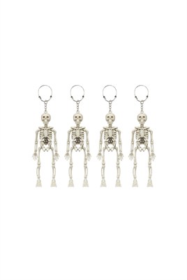 Halloween Cadılar Bayramı 4lü İskelet Anahtarlık Seti – Hareketli İskelet Çanta ve Anahtar Süsü