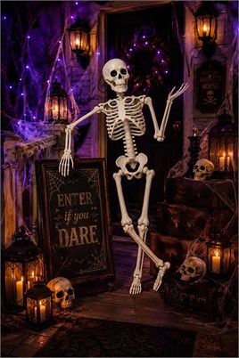 Halloween Cadılar Bayramı 90 Cm Asılabilir İskelet Dekor Süsü – Hareketli Kuru Kafa İskelet