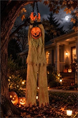 Halloween Cadılar Bayramı Asılı Kabak Kafalı Işıklı Sesli Hareketli Dekor