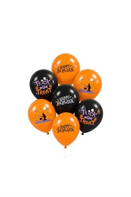 Halloween Cadılar Bayramı Baskılı 10’lu Lateks Balon Seti – Siyah Turuncu Trick or Treat Parti Balonları