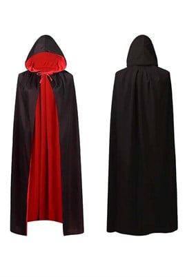 Halloween Cadılar Bayramı Çift Taraflı Kapşonlu Pelerin