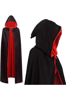 Halloween Cadılar Bayramı Çift Taraflı Kapşonlu Pelerin