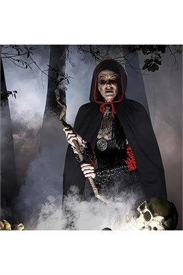 Halloween Cadılar Bayramı Çift Taraflı Kapşonlu Pelerin