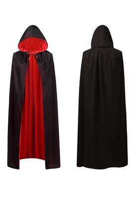 Halloween Cadılar Bayramı Çift Taraflı Kapşonlu Pelerin