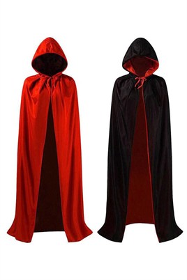 Halloween Cadılar Bayramı Çift Taraflı Kapşonlu Pelerin
