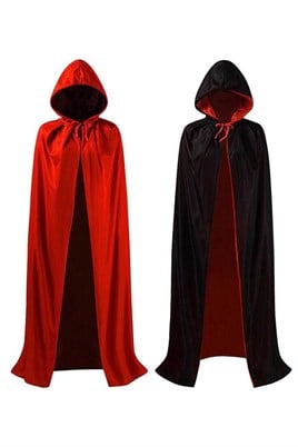 Halloween Cadılar Bayramı Çift Taraflı Kapşonlu Pelerin