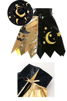 Halloween Cadılar Bayramı Çocuklar İçin Cadı Şapkası ve Pelerin Seti 