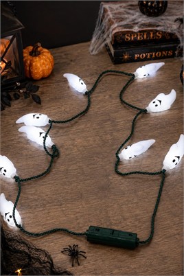 Halloween Cadılar Bayramı Hayalet Işıklı Kolye – Pilli Beyaz Işıklı Kostüm Aksesuarı