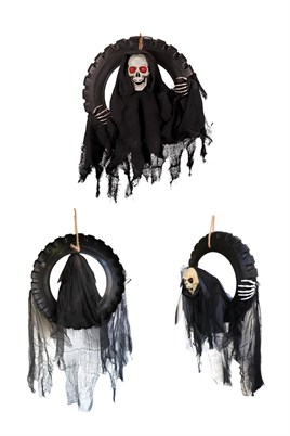 Halloween Cadılar Bayramı Işıklı Sesli Hareketli Kurukafa Kapı Süsü