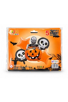 Halloween Cadılar Bayramı İskelet Temalı 5 Li Folyo Balon Seti