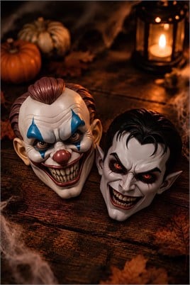 Halloween Cadılar Bayramı Joker-Vampir Maske 2li Set