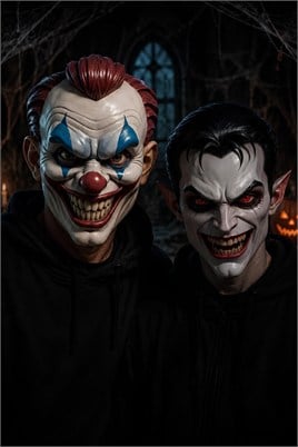 Halloween Cadılar Bayramı Joker-Vampir Maske 2li Set