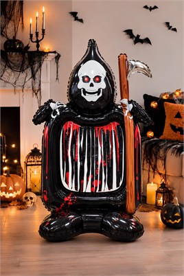 Halloween Cadılar Bayramı Kafatası Fotoğraf Çerçevesi Ayaklı Büyük Boy Folyo Balon 115X70 cm