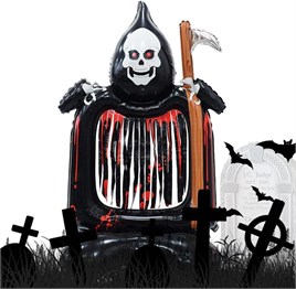 Halloween Cadılar Bayramı Kafatası Fotoğraf Çerçevesi Ayaklı Büyük Boy Folyo Balon 115X70 cm