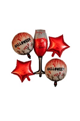 Halloween Cadılar Bayramı Kanlı Kadeh Temalı 5 Li Folyo Balon Seti