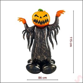 Halloween Cadılar Bayramı Korkuluk Balkabağı Ayaklı Büyük Boy Folyo Balon 115cm x 86 cm