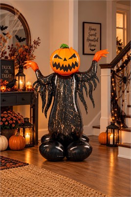 Halloween Cadılar Bayramı Korkuluk Balkabağı Ayaklı Büyük Boy Folyo Balon 115cm x 86 cm