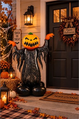 Halloween Cadılar Bayramı Korkuluk Balkabağı Ayaklı Büyük Boy Folyo Balon 115cm x 86 cm