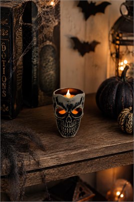 Halloween Cadılar Bayramı Kurukafa Mumluk – Kafatası Figürlü Dekoratif Mumluk