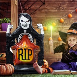 Halloween Cadılar Bayramı Mezar Taşı İskelet Ayaklı Büyük Boy Folyo Balon 110X70 cm