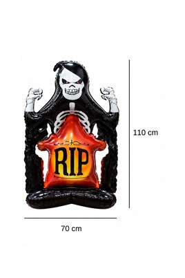 Halloween Cadılar Bayramı Mezar Taşı İskelet Ayaklı Büyük Boy Folyo Balon 110X70 cm