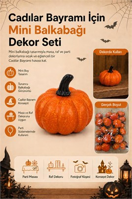 Halloween Cadılar Bayramı Mini Balkabağı Dekor Seti – Turuncu Balkabağı Parti Süsü