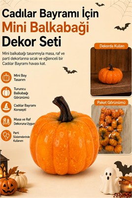 Halloween Cadılar Bayramı Mini Balkabağı Dekor Seti – Turuncu Balkabağı Süsleri