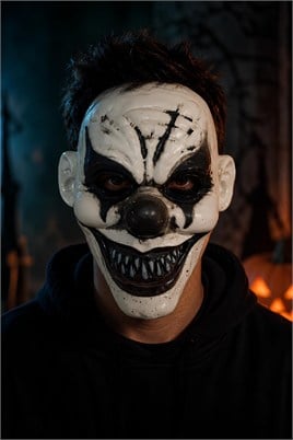 Halloween Cadılar Bayramı Siyah Gözlü Korkunç Palyaço Maske 