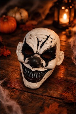 Halloween Cadılar Bayramı Siyah Gözlü Korkunç Palyaço Maske 