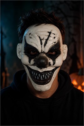 Halloween Cadılar Bayramı Siyah Gözlü Korkunç Palyaço Maske 