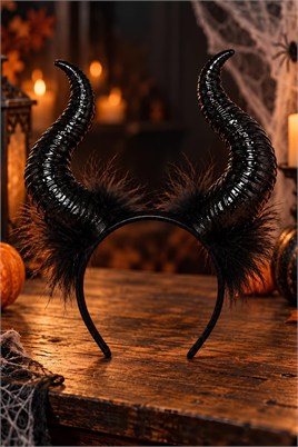Halloween Cadılar Bayramı Siyah Şeytan Boynuzu Taç – Kostüm ve Parti Aksesuarı
