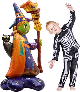 Halloween Cadılar Bayramı Süpürgeli Cadı Ayaklı Büyük Boy Folyo Balon 128x65x45