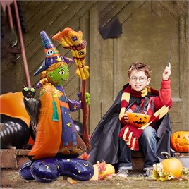 Halloween Cadılar Bayramı Süpürgeli Cadı Ayaklı Büyük Boy Folyo Balon 128x65x45