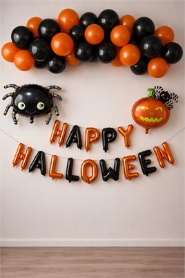 Halloween Cadılar Bayramı Temalı Örümcek Balkabağı Parti Konsept Set 3 