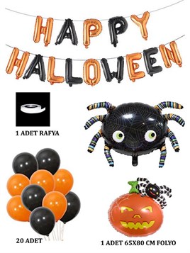 Halloween Cadılar Bayramı Temalı Örümcek Balkabağı Parti Konsept Set 3 