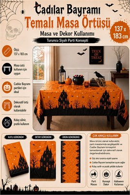 Halloween Masa Örtüsü Cadılar Bayramı Parti Malzemesi 137 Cm X 183 Cm