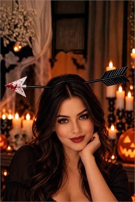 Halloween Ok Figürlü Taç – Kafadan Geçen Ok Görünümlü Cadılar Bayramı Aksesuarı