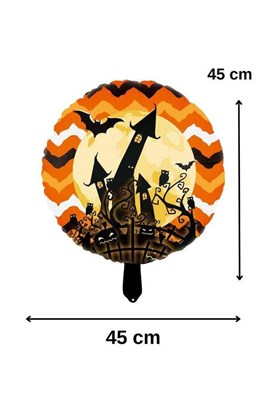 Halloween Şato Tasarımlı 45x45 Cm Folyo Balon Halloween Cadılar Bayramı Parti Malzemesi