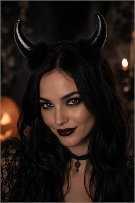 Halloween Siyah Şeytan Boynuzlu Taç – Tüylü Cadılar Bayramı Kostüm Saç Aksesuarı