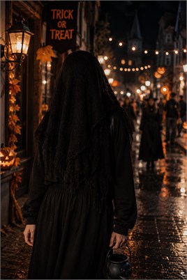 Halloween Siyah Tül Örtü 120 x 200 cm – Cadılar Bayramı Masa, Pencere ve Dekor Süsü