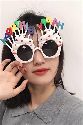 Happy Birthday Beyaz Parti Gözlüğü