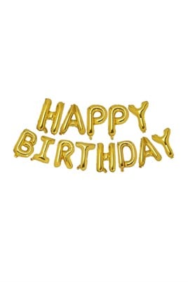 Happy Birthday Harf 13 Parça Gold Altın Renk Folyo Balon Seti
